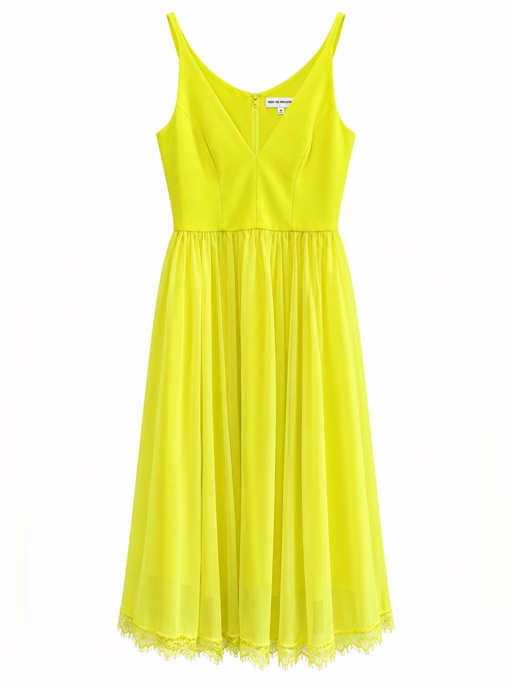 Dress the Population Alicia Chartreuse Yellow Midi Dress XS